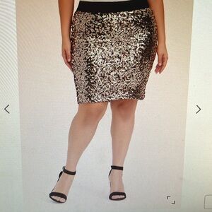 NWT Torrid 1 Pull-on Stretch High-waisted Sequin Mini Skirt Champagne